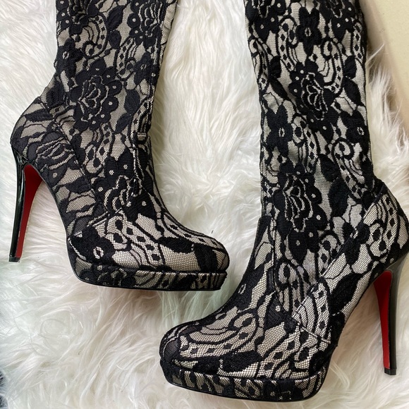 COLIN STUART NUDE LACE OVER THE KNEE BOOTS - Picture 16 of 16